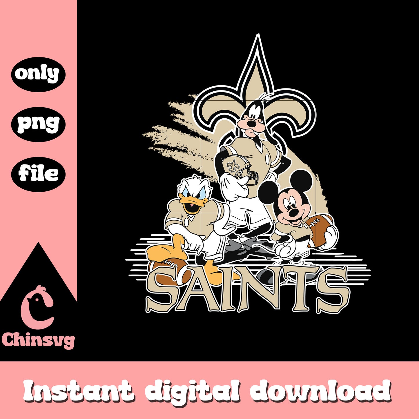 Mickey and friends saints design png, new orleans saints nfl​ png
