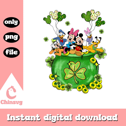 Mickey and friends shamrocks png, patrick day png, disney png
