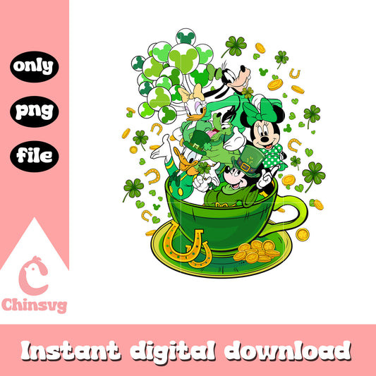 Mickey and friends teacup png, saint patricks day fact png
