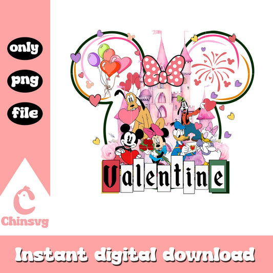 Mickey and friends valentine png, minnie head png, valentine png