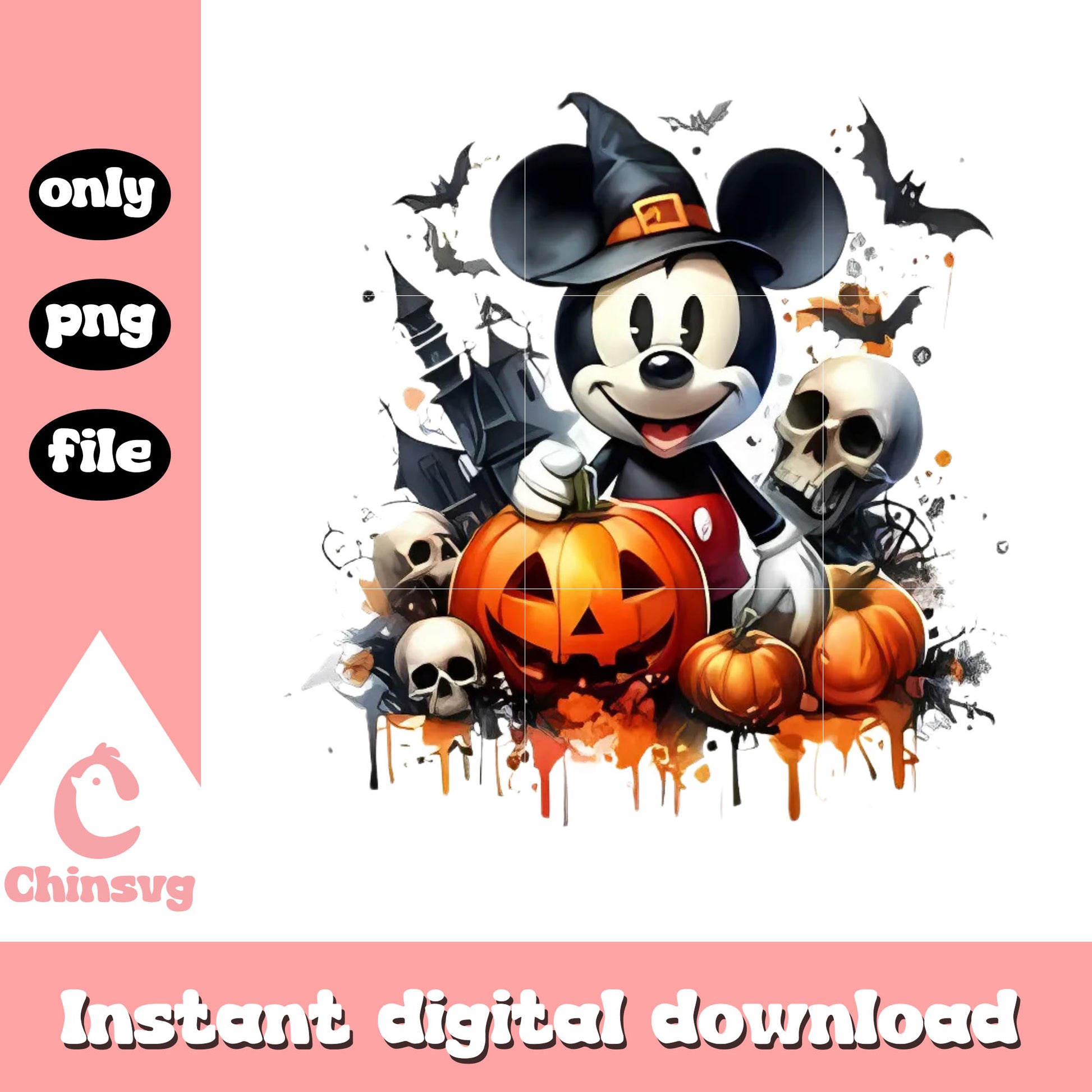 Mickey and halloween pumpkin png, horror halloween png