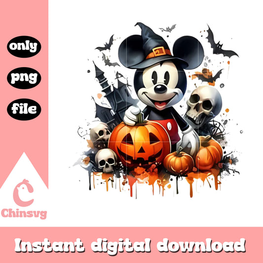 Mickey and halloween pumpkin png, horror halloween png