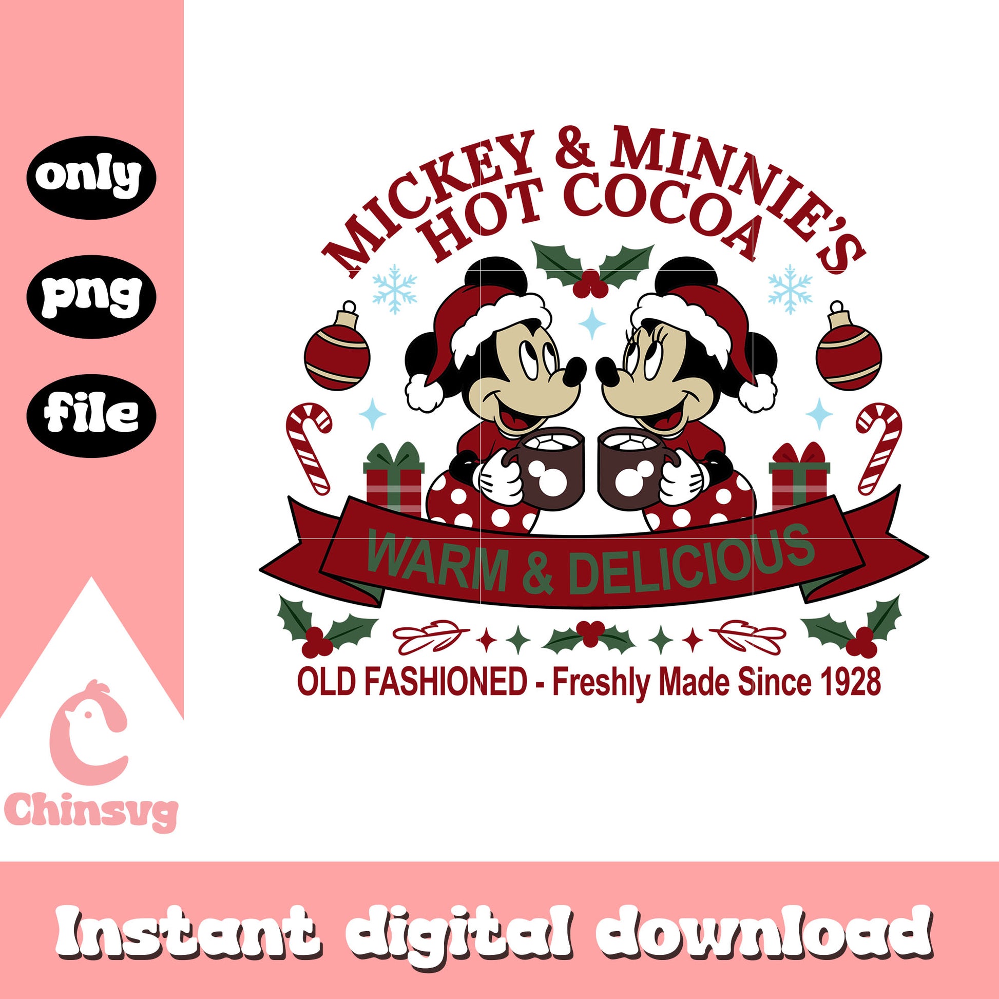 Mickey and minnie's hot cocoa christmas png, minnie mickey png