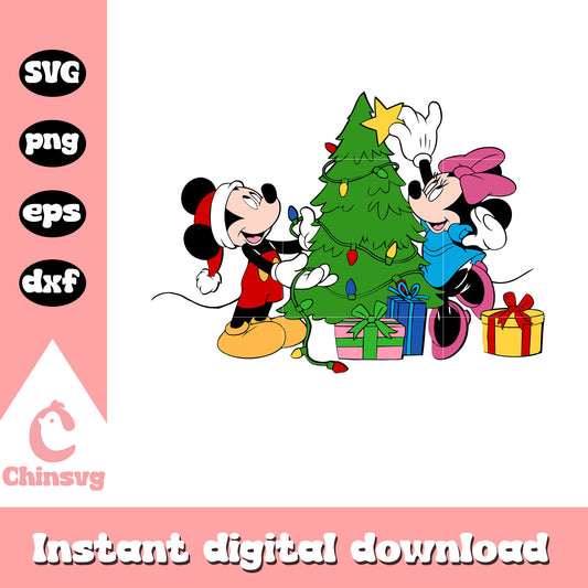 Mickey and minnie christmas tree svg, minnie and mickey christmas​ svg