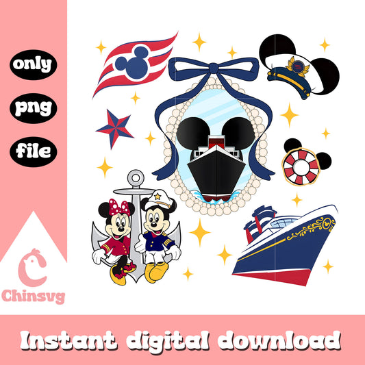 Mickey and minnie cruise mirror coquette png, Mickey captain png