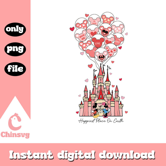 Mickey and minnie disney castle png, disney png, valentine png