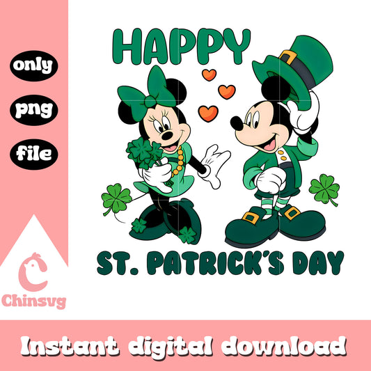 Mickey and minnie happy st.patrick's day png, patrick png