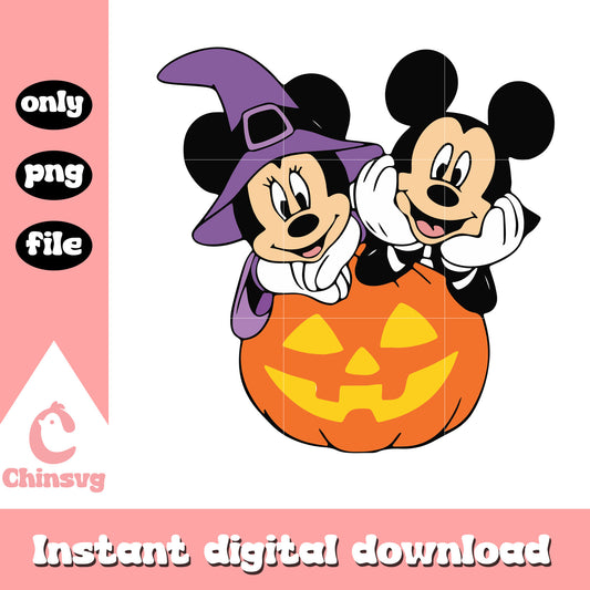 Mickey and minnie horror pumpkin png, mickey and minnie png, halloween pumpkin png