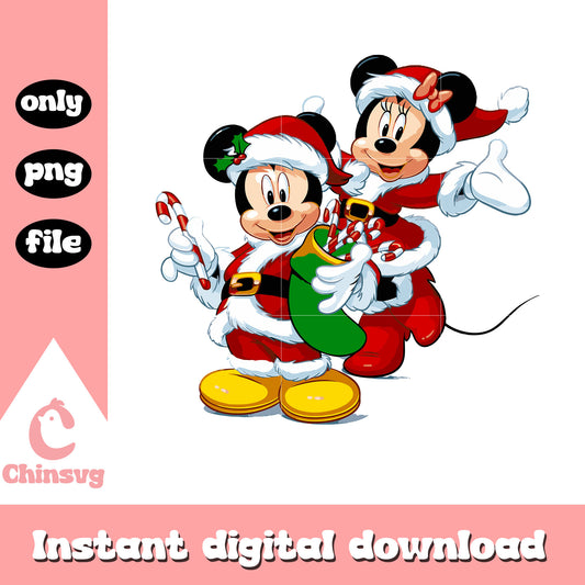 Mickey and minnie mouse santa claus png, disney christmas png