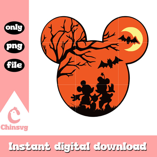 Mickey and minnie vintage halloween png, mickey head png