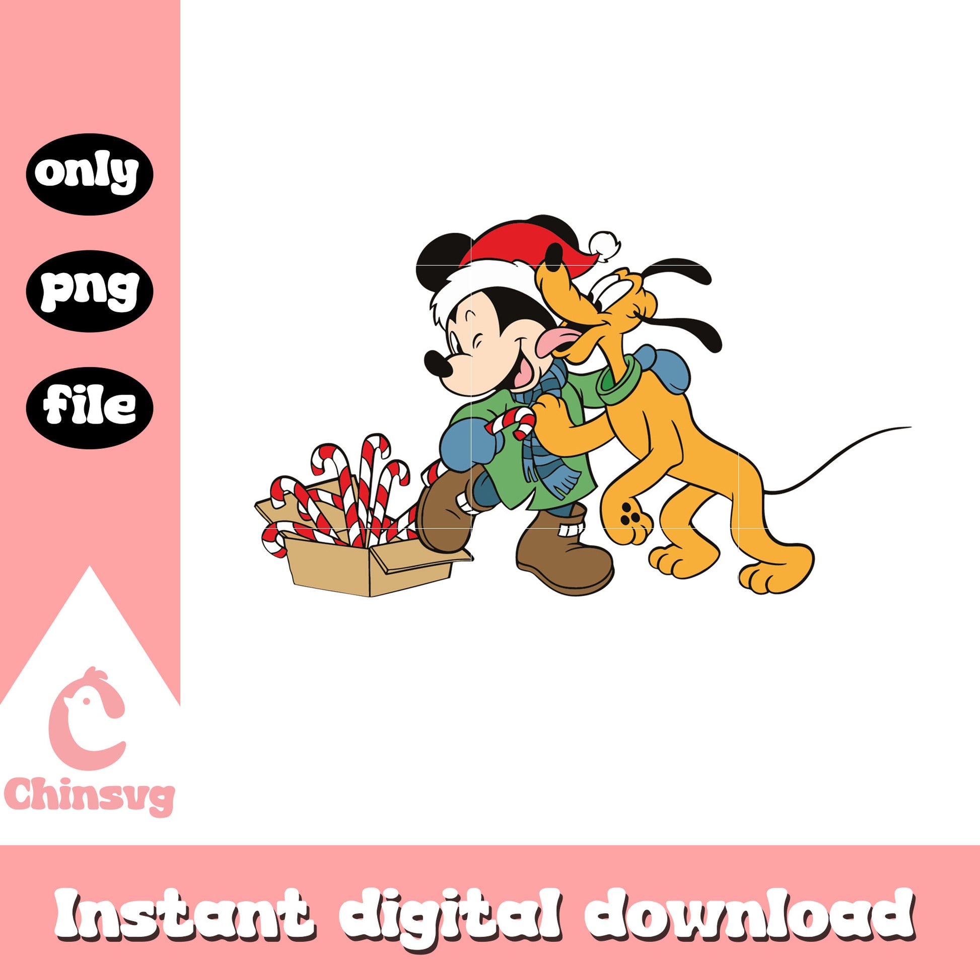 Mickey and pluto christmas candy cane png, pluto mickey png
