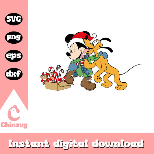 Mickey and pluto christmas candy svg, mickey and pluto christmas​ svg
