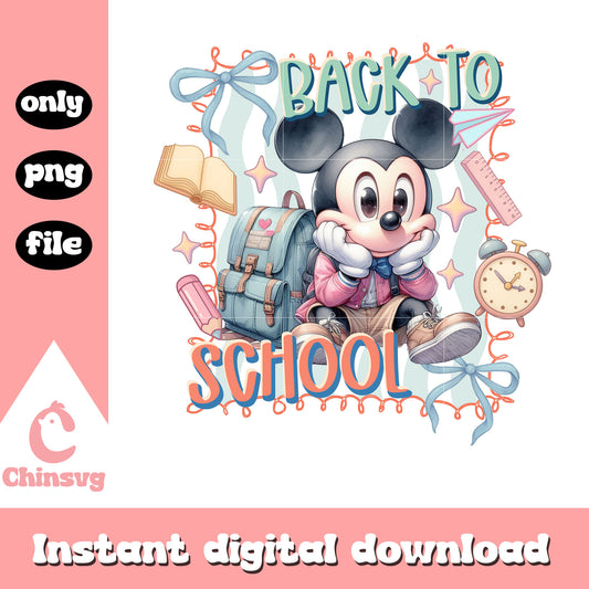 Mickey back to school coquette clipart png, disney mickey cartoon png