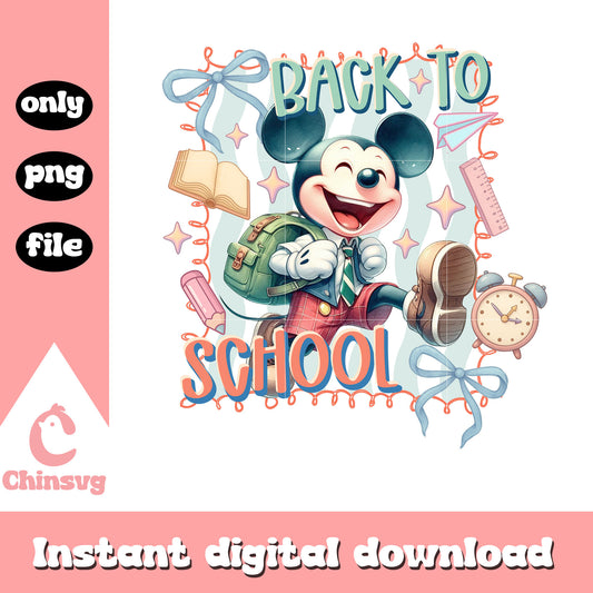 Mickey back to school coquette png, disney mickey character png