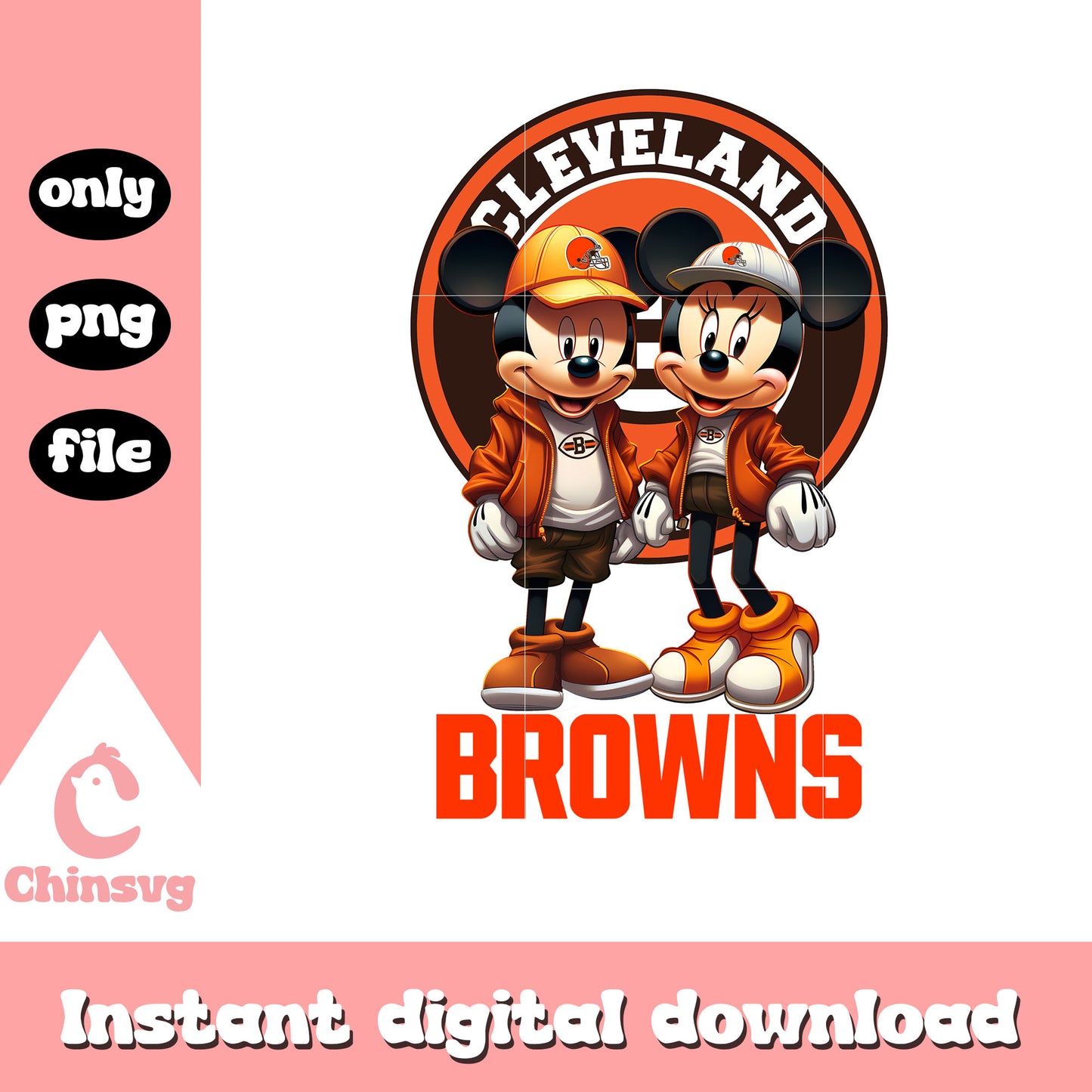 Mickey browns design logo png, cleveland browns football​​​​ png