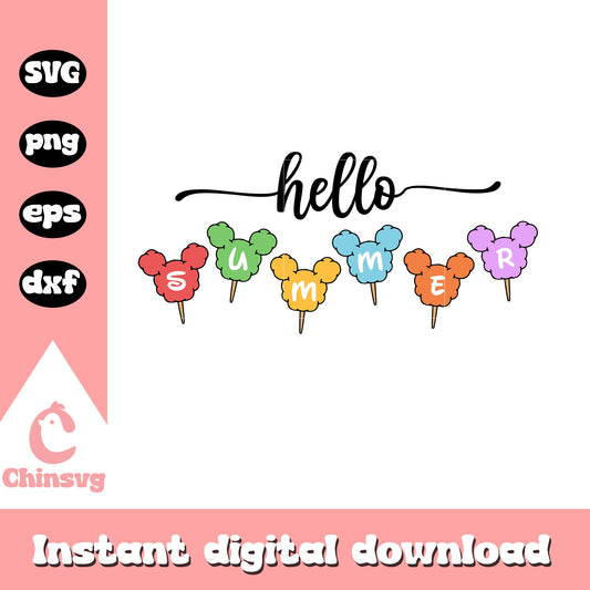 Mickey candy hello summer svg, mickey mouse head svg, disney svg