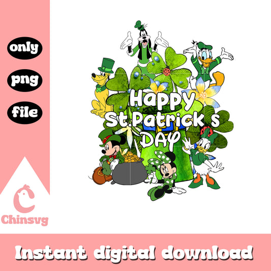 Mickey cartoon shamrock happy st.patrick's day png, saint patrick day png