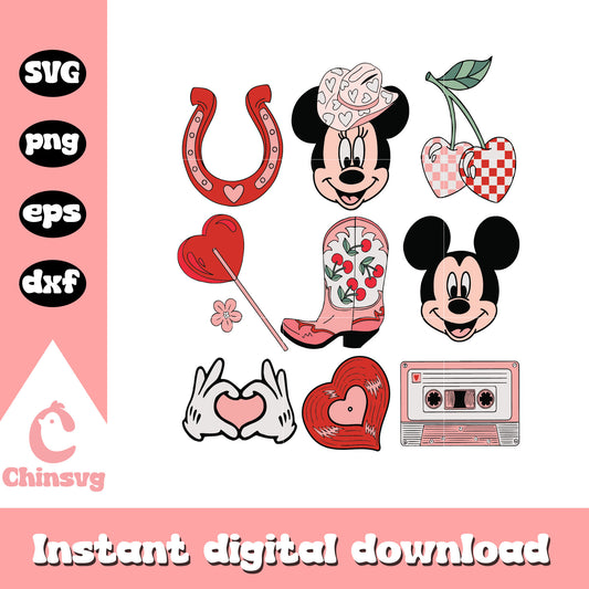 Mickey character cowboy valentine svg, mickey character svg