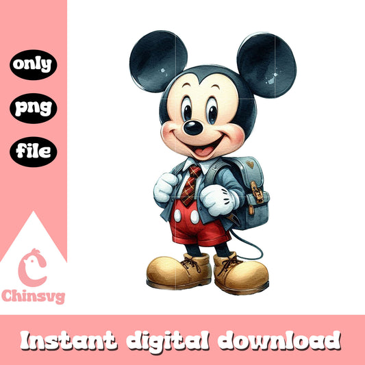 Mickey character go to school png, mickey mouse png