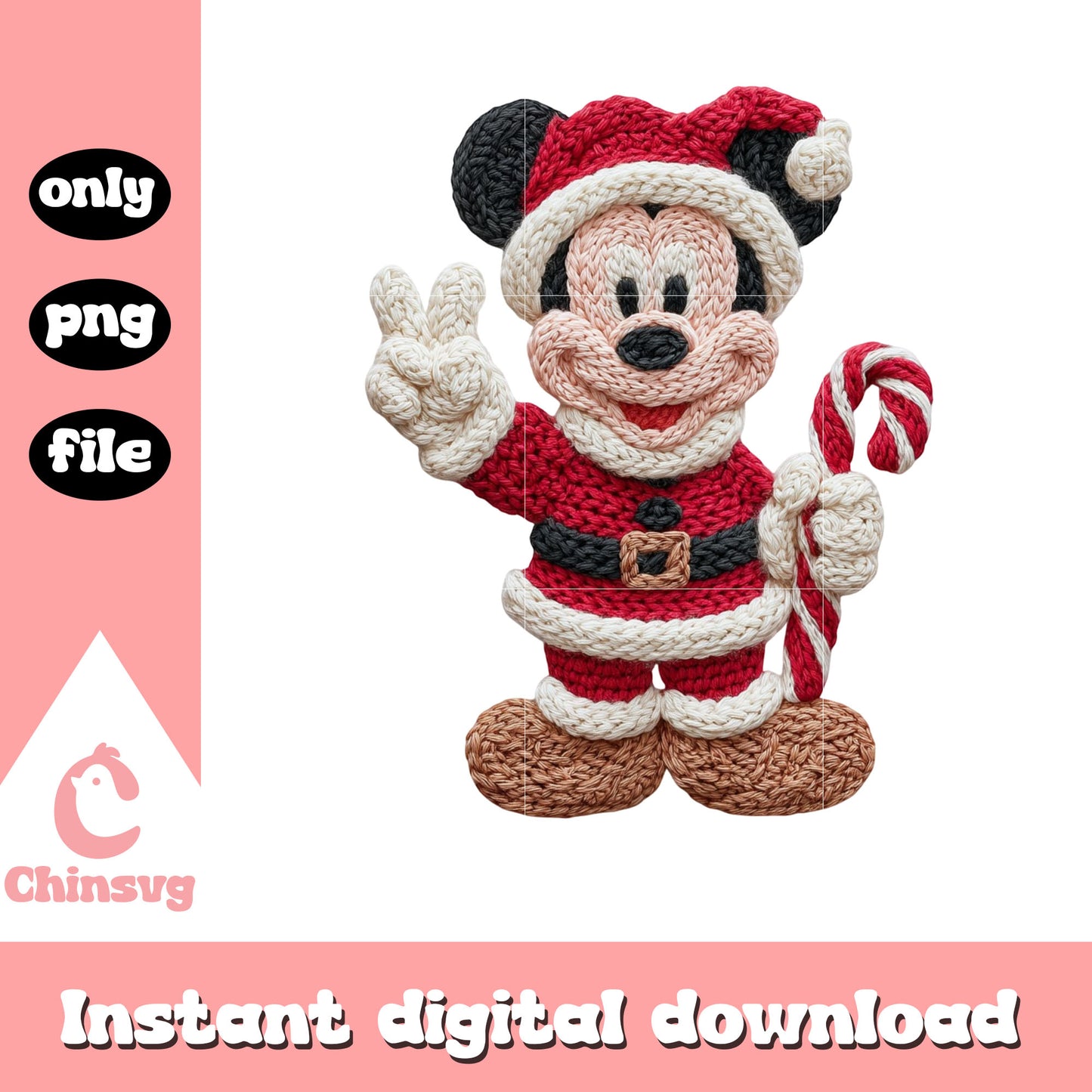 Mickey christmas candy cane patchwork png, disney at christmas png