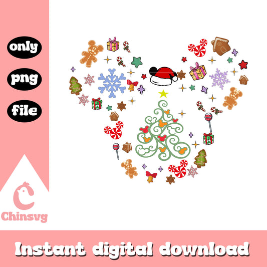 Mickey christmas food doodle png, mickey christmas png
