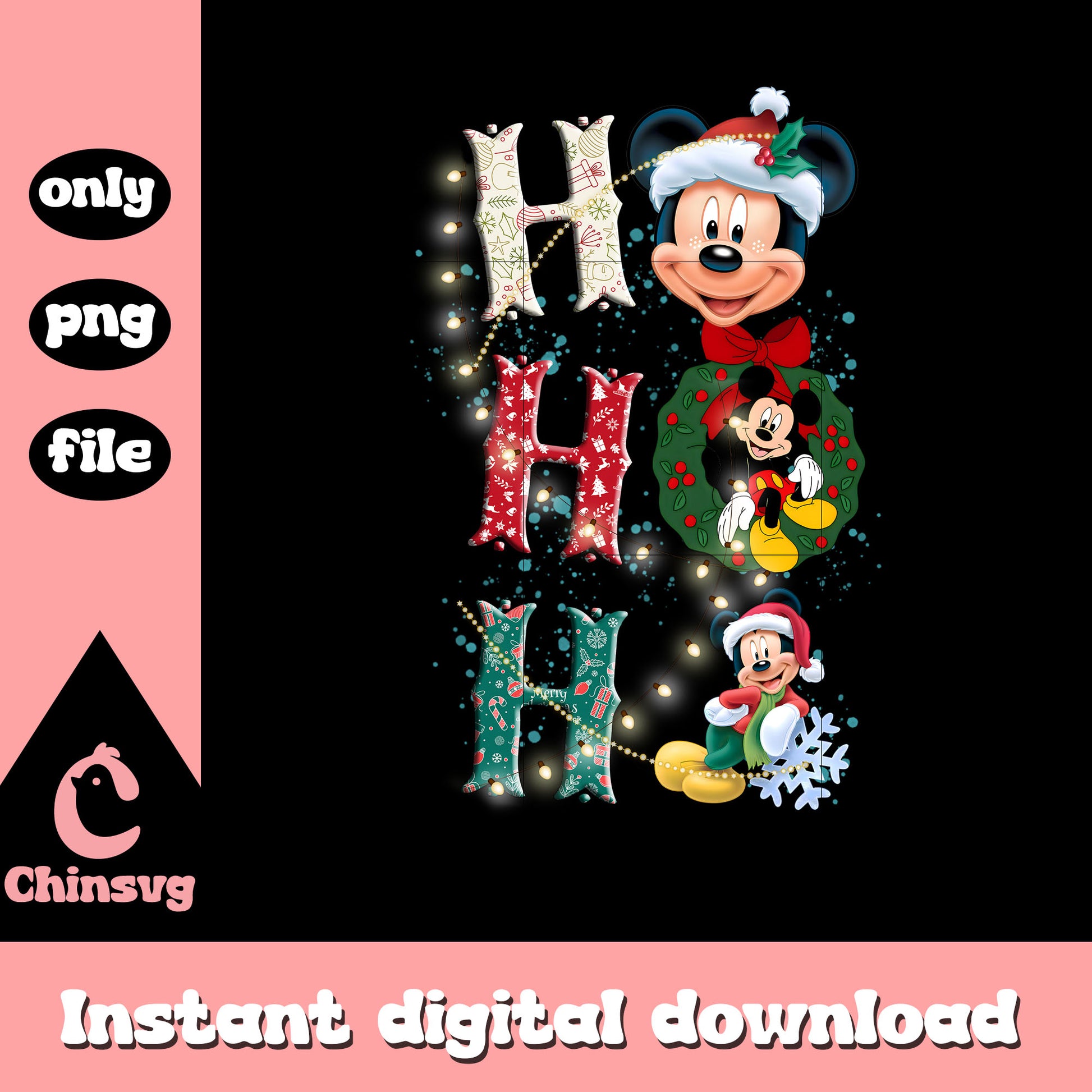 Mickey christmas hohoho design png, mickey christmas png