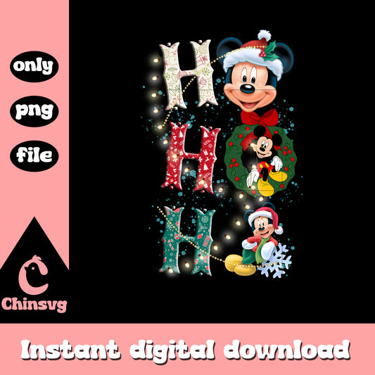 Mickey christmas hohoho design png, mickey christmas png