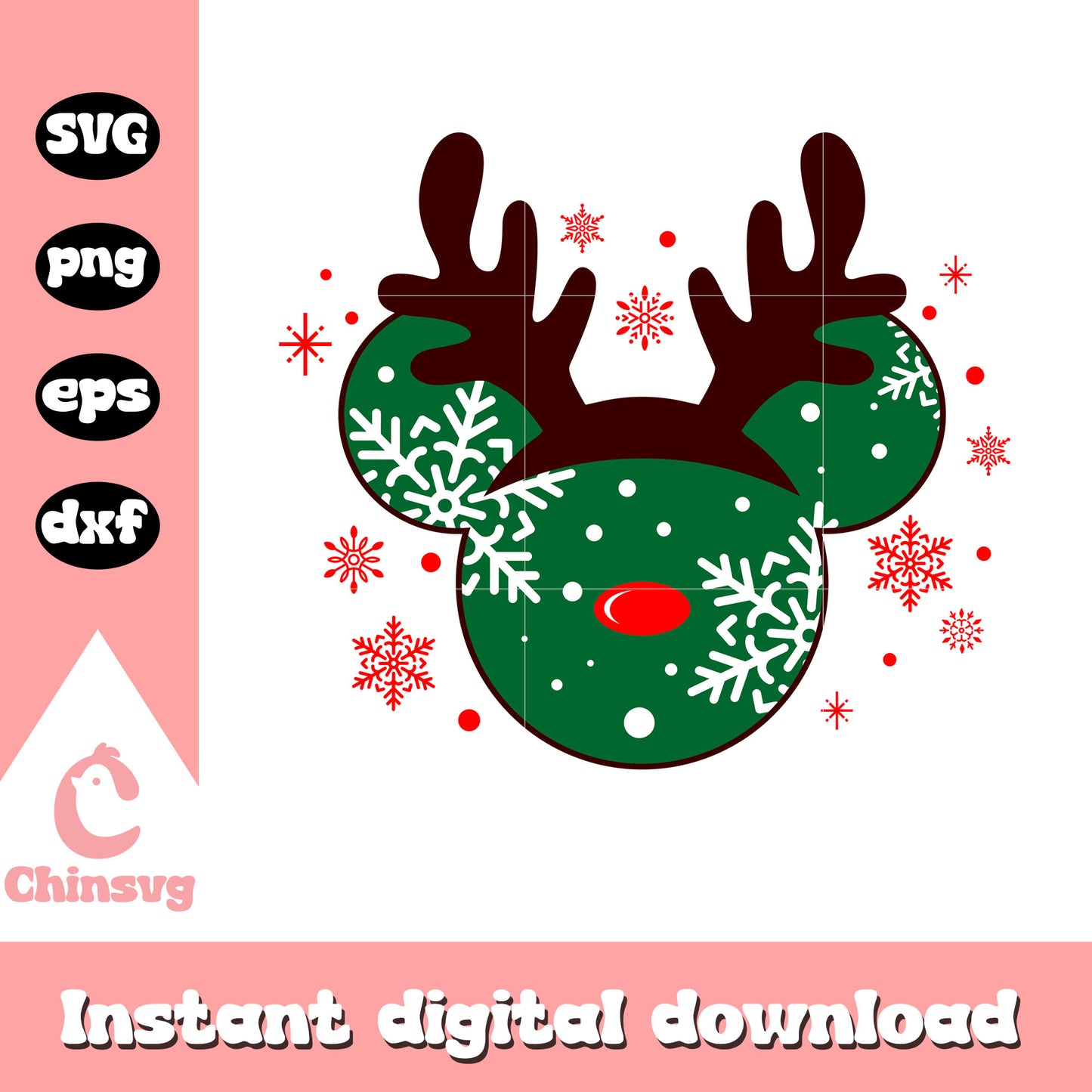 Mickey christmas reindeer svg, christmas disney ears svg