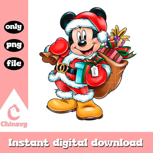 Mickey christmas santa claus png, mickey mouse christmas png