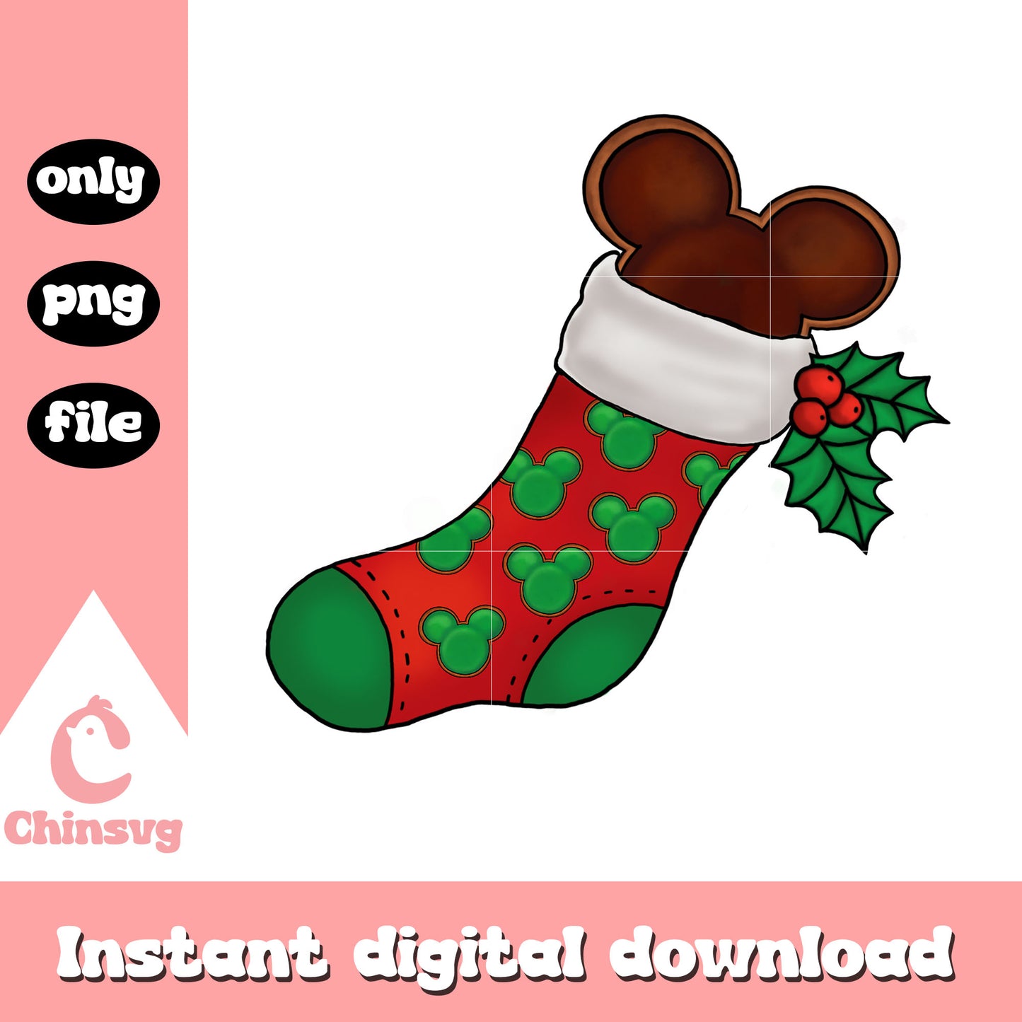 Mickey christmas stocking decor png, christmas stockings​ png