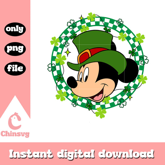 Mickey circle shamrock costume png, shamrock png, patrick day png