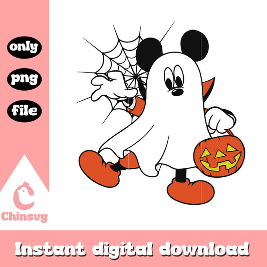 Mickey cosplay halloween ghost png, trick or treat png, halloween decor png