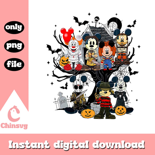 Mickey cosplay horror movie characters png, halloween movies png, mickey png
