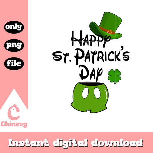 Mickey costume happy st. patrick's day png, st.patrick day png