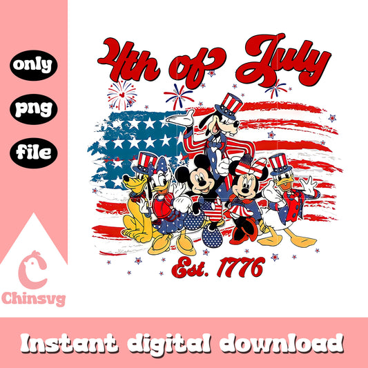 Mickey disney 4th of july est 1776 png, disney freedom day png