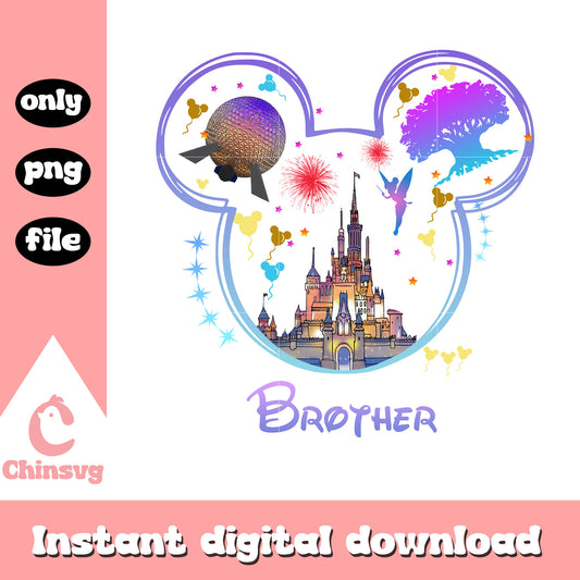 Mickey disney castle brother png, mickey head png, disney castle png