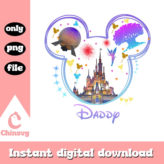 Mickey disney castle daddy png, mickey head png, disney castle png