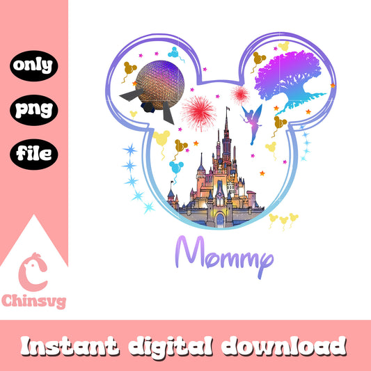 Mickey disney castle mommy png, mickey head png, disney castle png