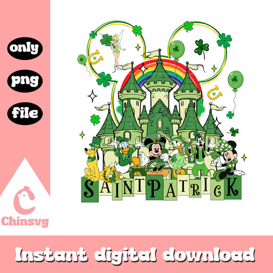 Mickey disney castle saint patrick png, st. patrick's day png