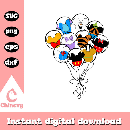 Mickey disney friends balloon svg, mickey balloon svg, disney characters svg