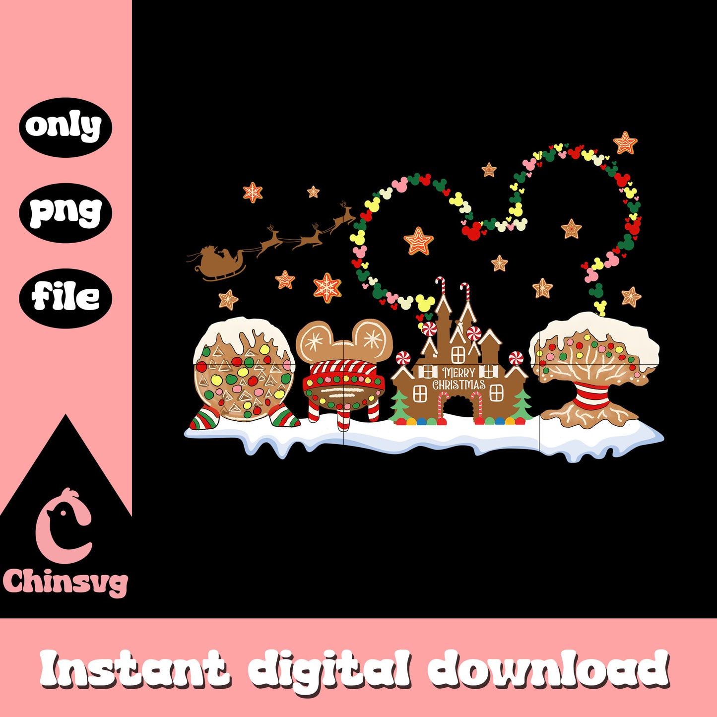 Mickey disney gingerbread xmas design png, mickey movie png