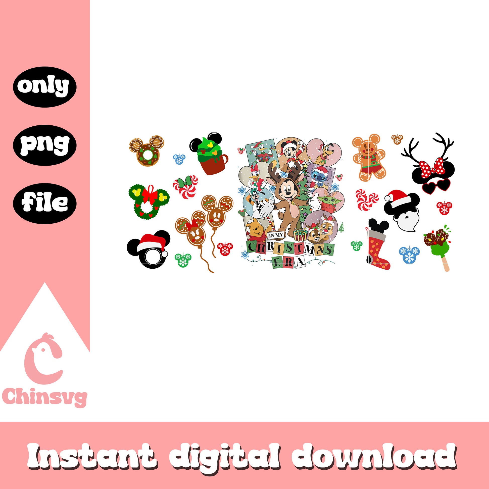 Mickey disney in my christmas era png, christmas disney ears png