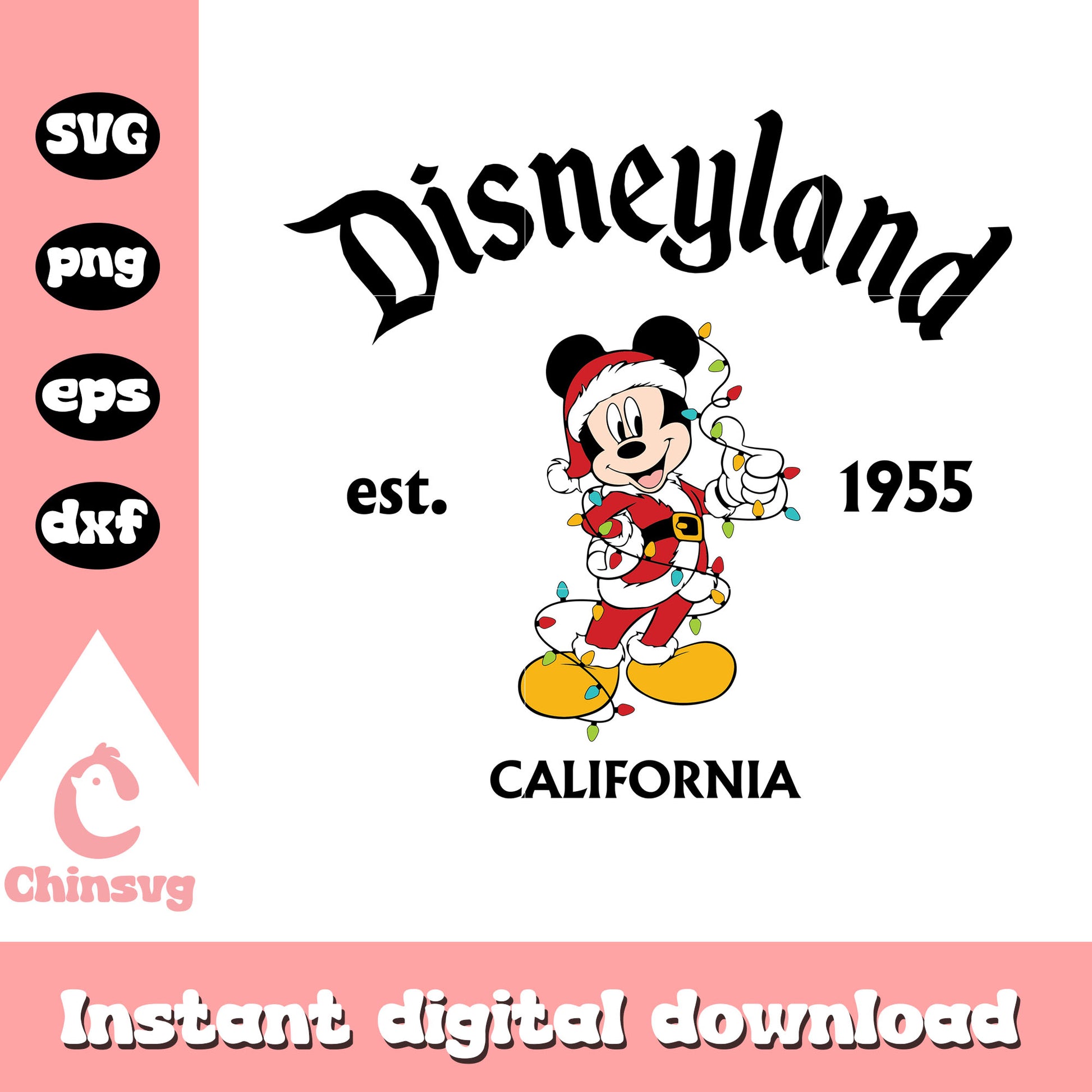 Mickey disneyland california est 1955  svg, christmas at disney world​ svg