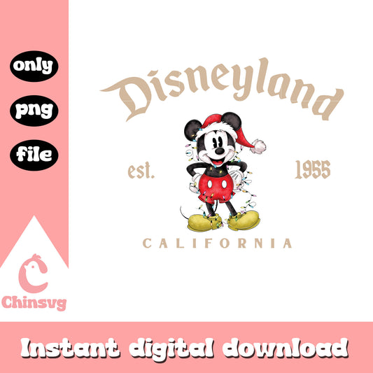 Mickey disneyland est 1955 design png, mickey santa hat​ png