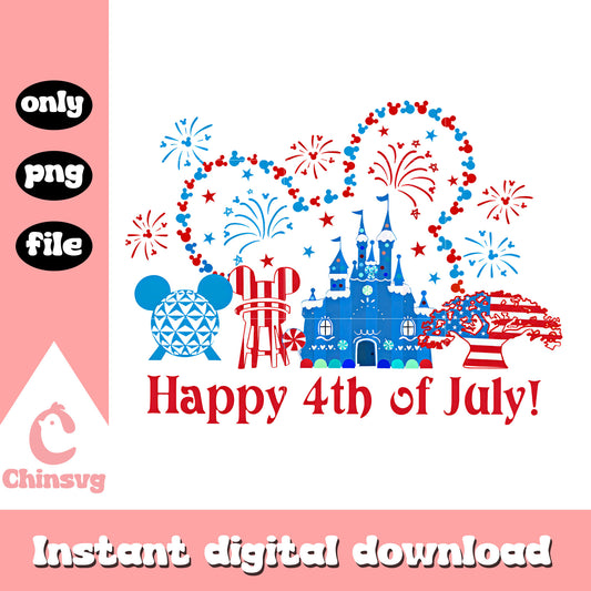 Mickey disneyland happy 4th of july png, mickey ears png