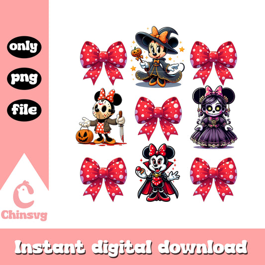 Mickey disney pink bow halloween png, disney horror png