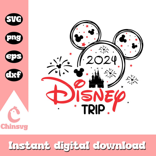 Mickey disney trip 2024 design svg, mickey mouse head svg