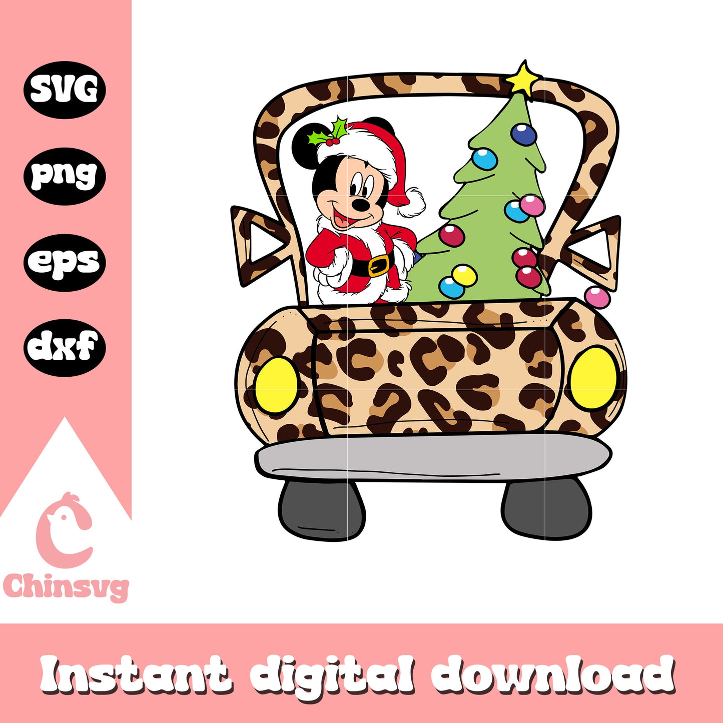 Mickey drive car christmas tree svg, christmas tree svg,  mickey svg