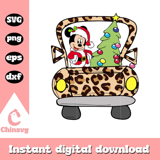 Mickey drive car christmas tree svg, christmas tree svg,  mickey svg