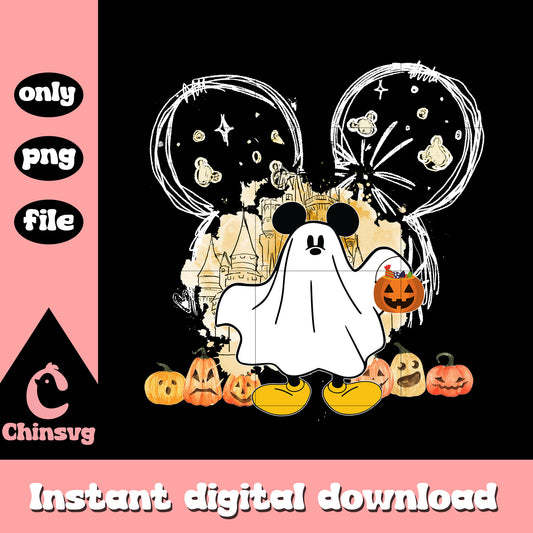 Mickey ear ghost halloween vibes png, halloween day png